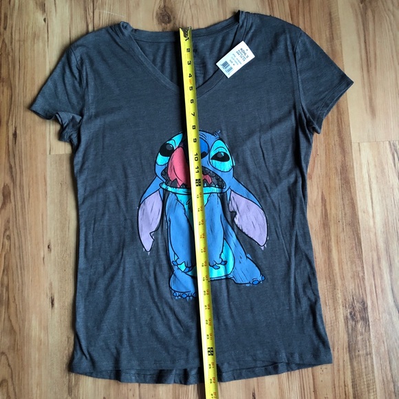 NEW DISNEY Lilo & Stitch Tee Shirt Gray Medium Juniors - Picture 8 of 16